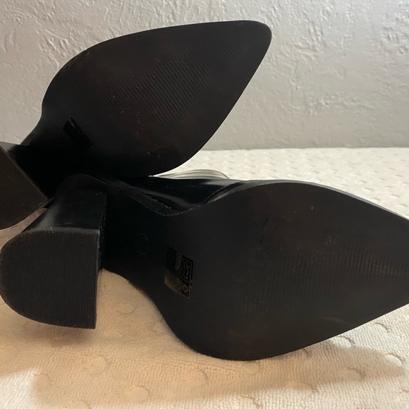 W Black Patent Heeled Boot with Silver Buttons along Sole - Picture 9 of 16